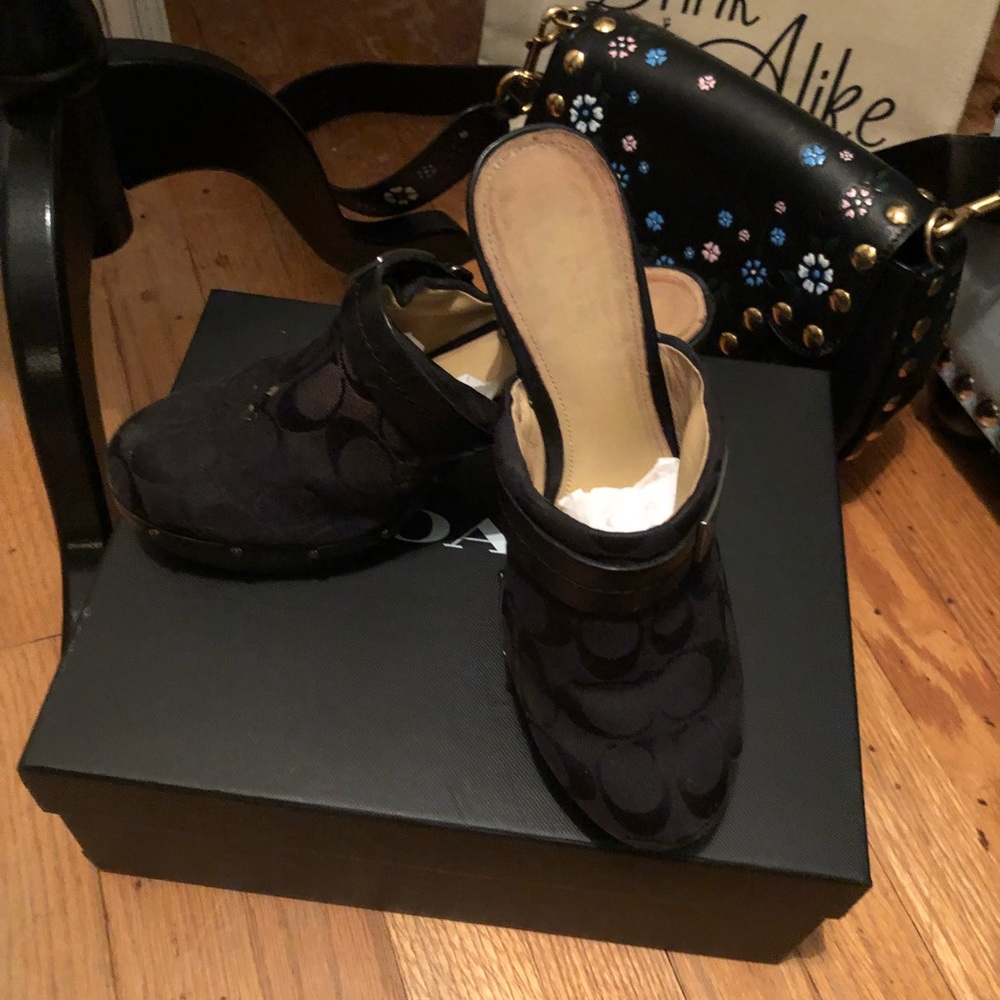 Coach Fun Black Espadrille Clogs
